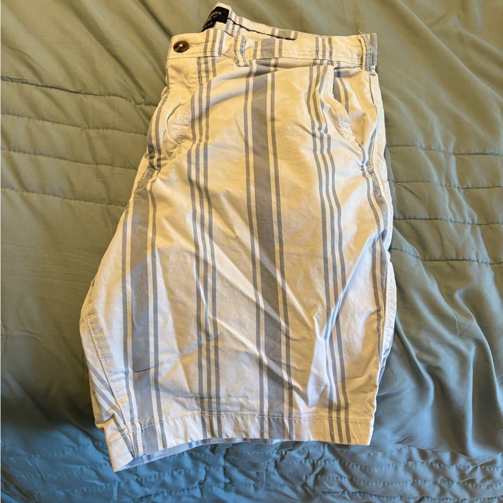American Eagle Light Blue Striped Shorts
